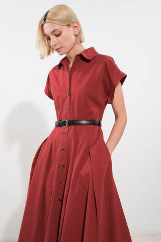 PERFECT BALANCE WOVEN MIDI DRESS - Glamourous Grace