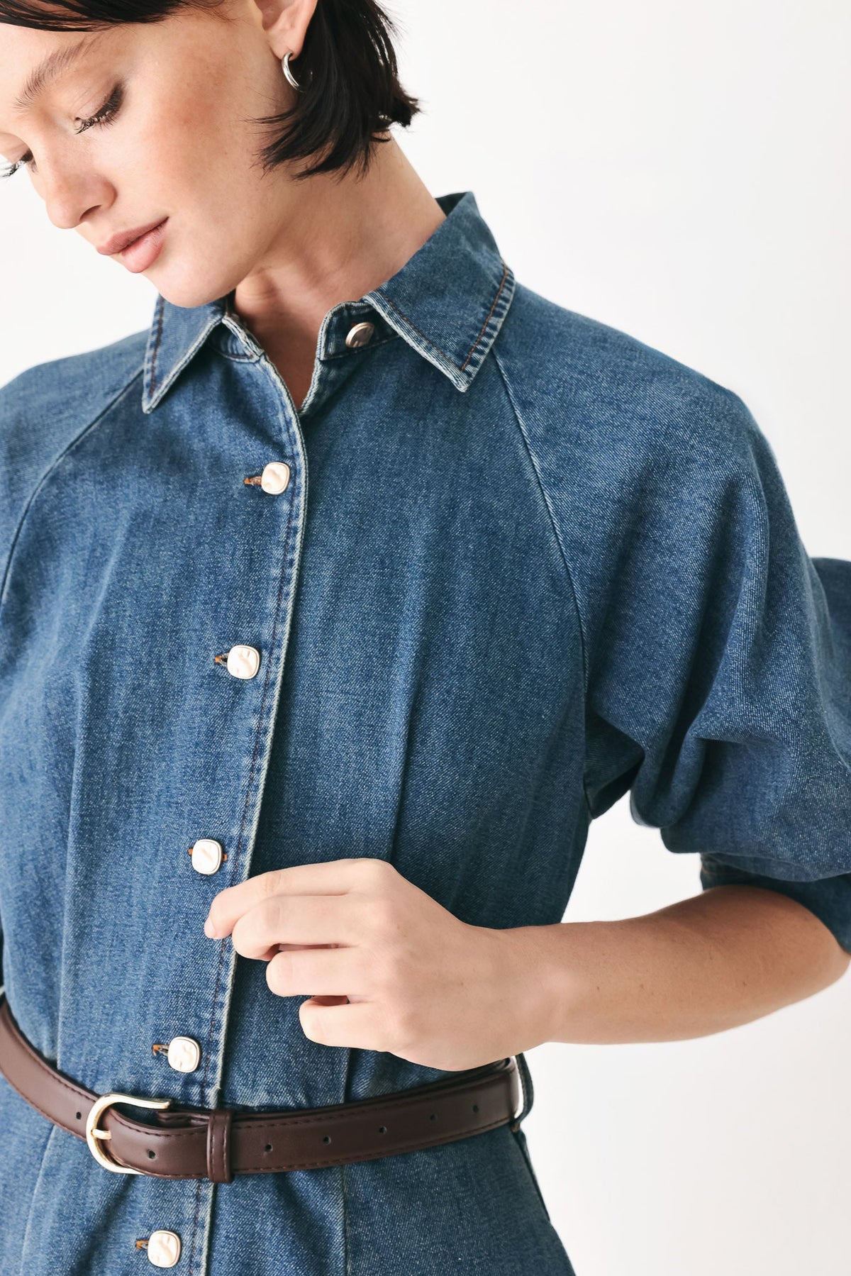 DIVIDE AND CONTOUR DENIM MIDI DRESS - Glamourous Grace