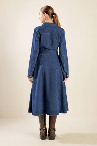 DRIFTING THOUGHTS DENIM MIDI DRESS - Glamourous Grace
