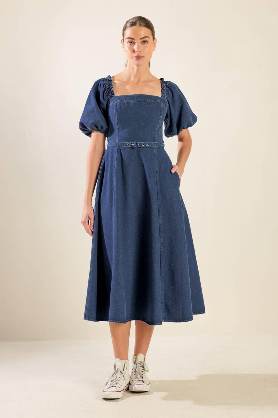 ALL SPRUCED UP DENIM MIDI DRESS - Glamourous Grace