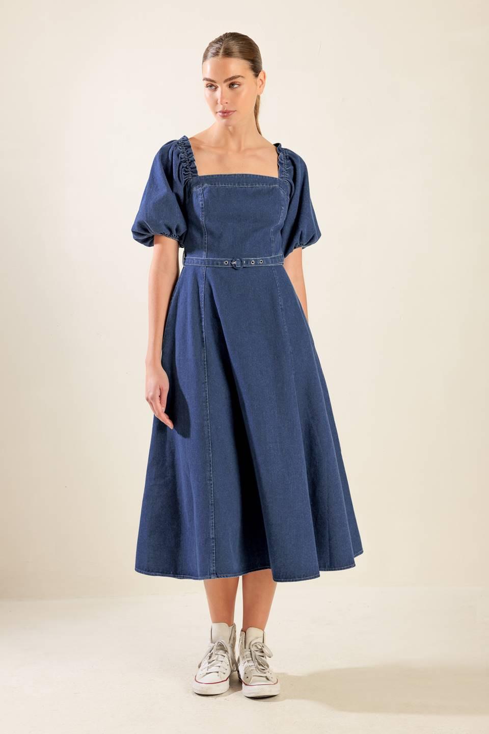 ALL SPRUCED UP DENIM MIDI DRESS - Glamourous Grace