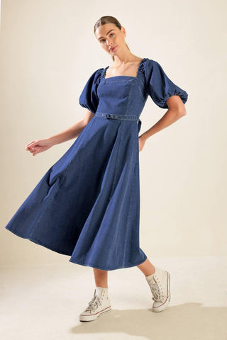 ALL SPRUCED UP DENIM MIDI DRESS - Glamourous Grace