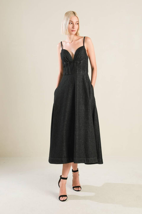 YOU ARE MY SUNSHINE DENIM MIDI DRESS - Glamourous Grace