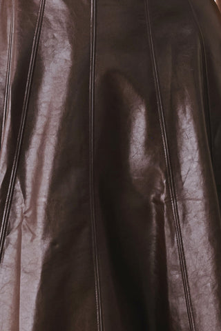 DARK TRUFFLE FAUX LEATHER MIDI DRESS