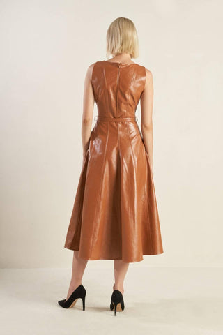 LUNAR SYMPHONY FAUX LEATHER MIDI DRESS - Glamourous Grace