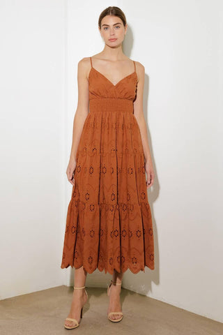 LUMINOUS BLISS WOVEN EYELET MIDI DRESS - Glamourous Grace