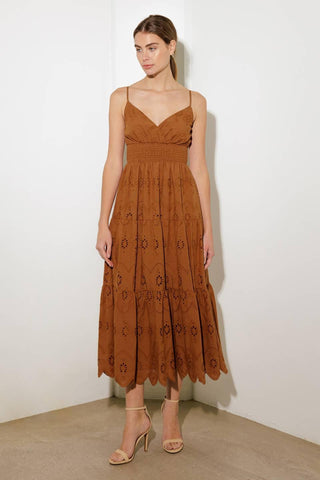 LUMINOUS BLISS WOVEN EYELET MIDI DRESS - Glamourous Grace