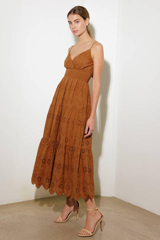 LUMINOUS BLISS WOVEN EYELET MIDI DRESS - Glamourous Grace