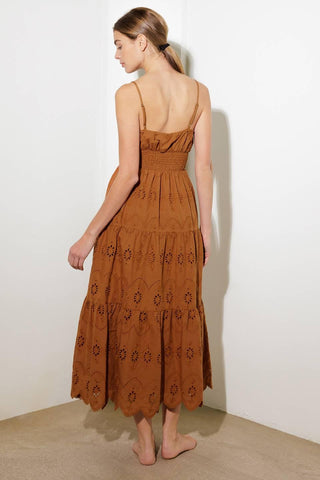 LUMINOUS BLISS WOVEN EYELET MIDI DRESS - Glamourous Grace