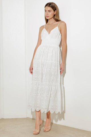 LUMINOUS BLISS WOVEN EYELET MIDI DRESS - Glamourous Grace