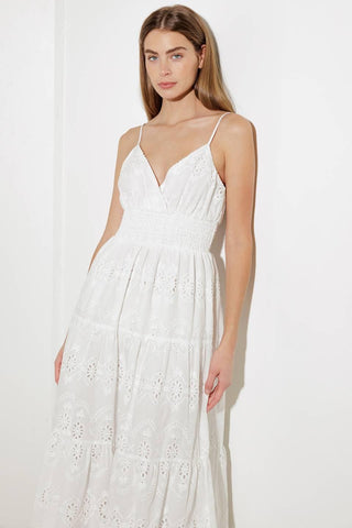 LUMINOUS BLISS WOVEN EYELET MIDI DRESS - Glamourous Grace