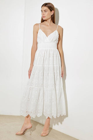 LUMINOUS BLISS WOVEN EYELET MIDI DRESS - Glamourous Grace