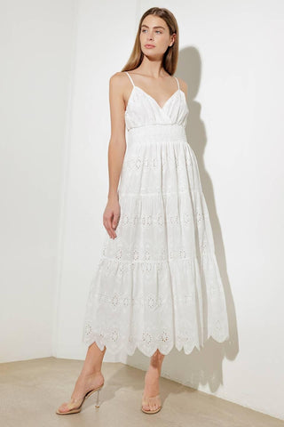 LUMINOUS BLISS WOVEN EYELET MIDI DRESS - Glamourous Grace