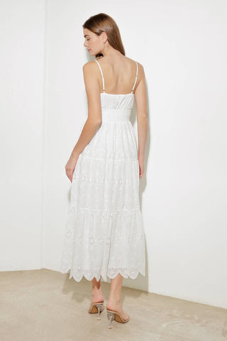 LUMINOUS BLISS WOVEN EYELET MIDI DRESS - Glamourous Grace