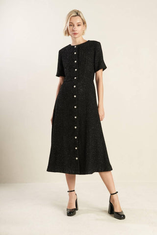 SOMETHING MORE TWEED WOVEN MIDI DRESS - Glamourous Grace