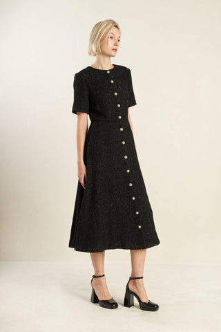 SOMETHING MORE TWEED WOVEN MIDI DRESS - Glamourous Grace
