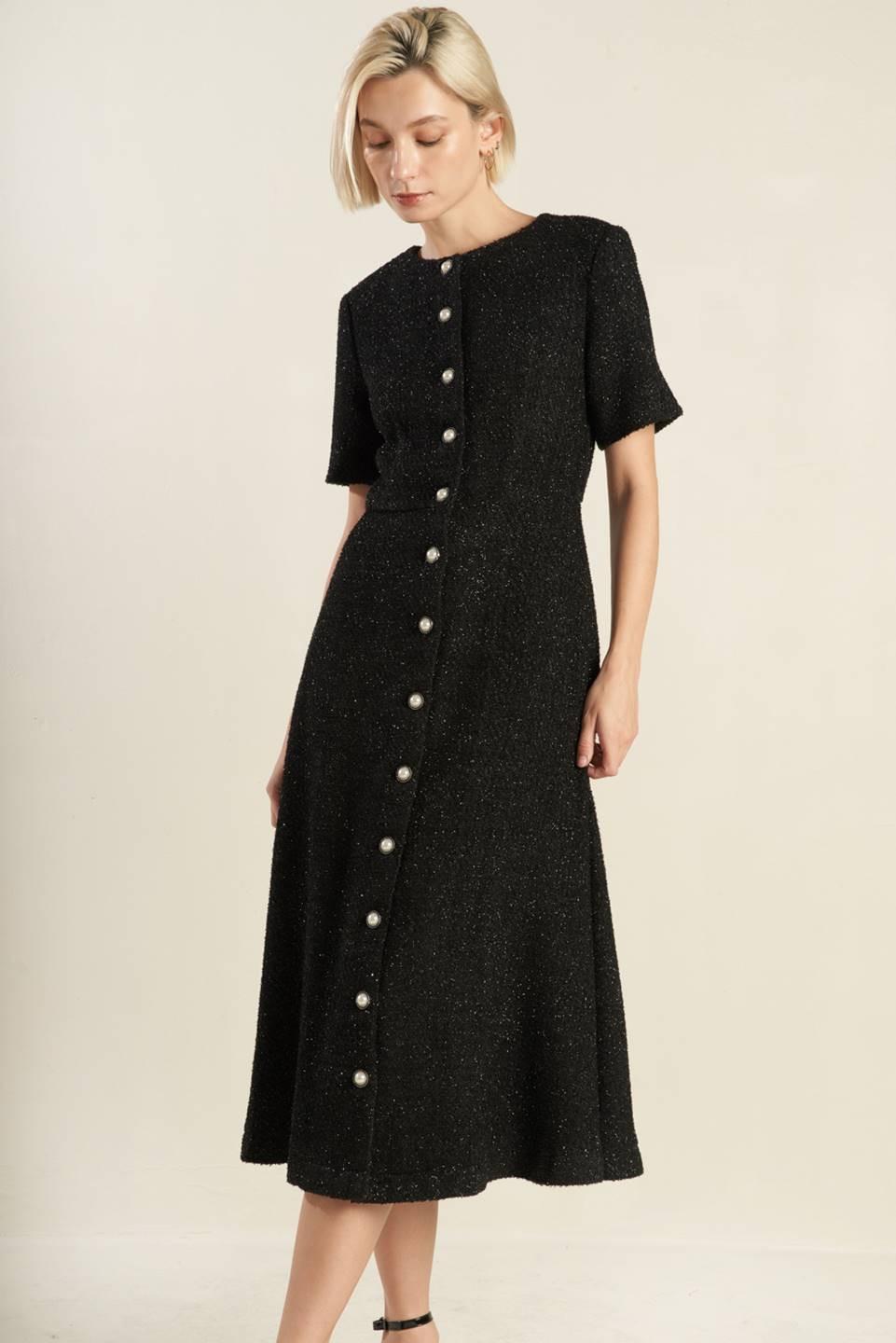 SOMETHING MORE TWEED WOVEN MIDI DRESS - Glamourous Grace