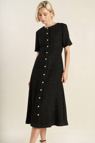 SOMETHING MORE TWEED WOVEN MIDI DRESS - Glamourous Grace