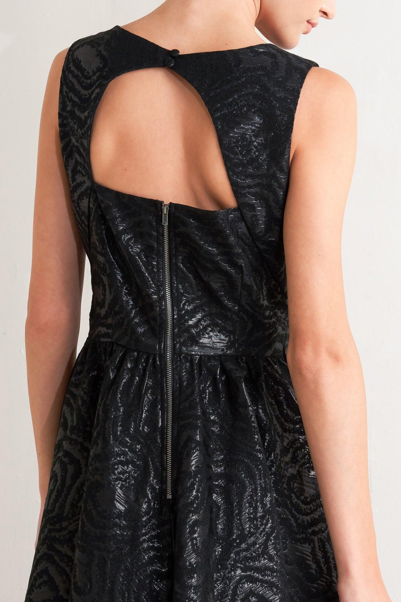 CHECK YOURSELF BLACK WOVEN MIDI DRESS - Glamourous Grace