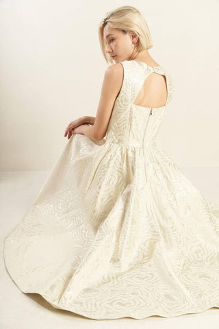 CHECK YOURSELF CHAMPAGNE WOVEN MIDI DRESS - Glamourous Grace