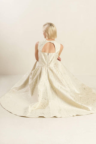 CHECK YOURSELF CHAMPAGNE WOVEN MIDI DRESS - Glamourous Grace