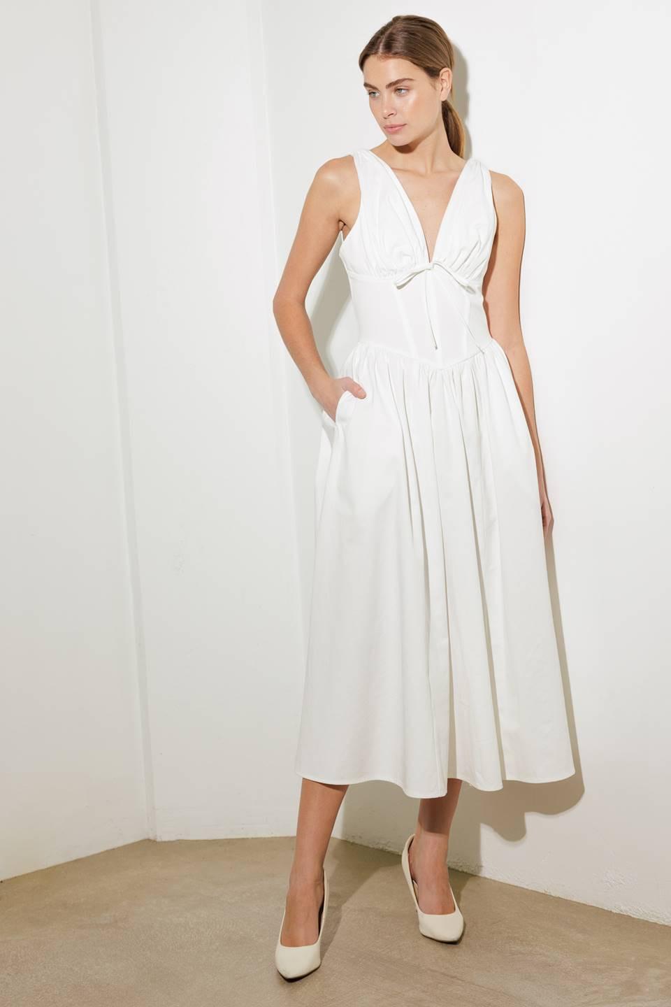 FANCIFUL ESCAPES WOVEN MIDI DRESS - Glamourous Grace