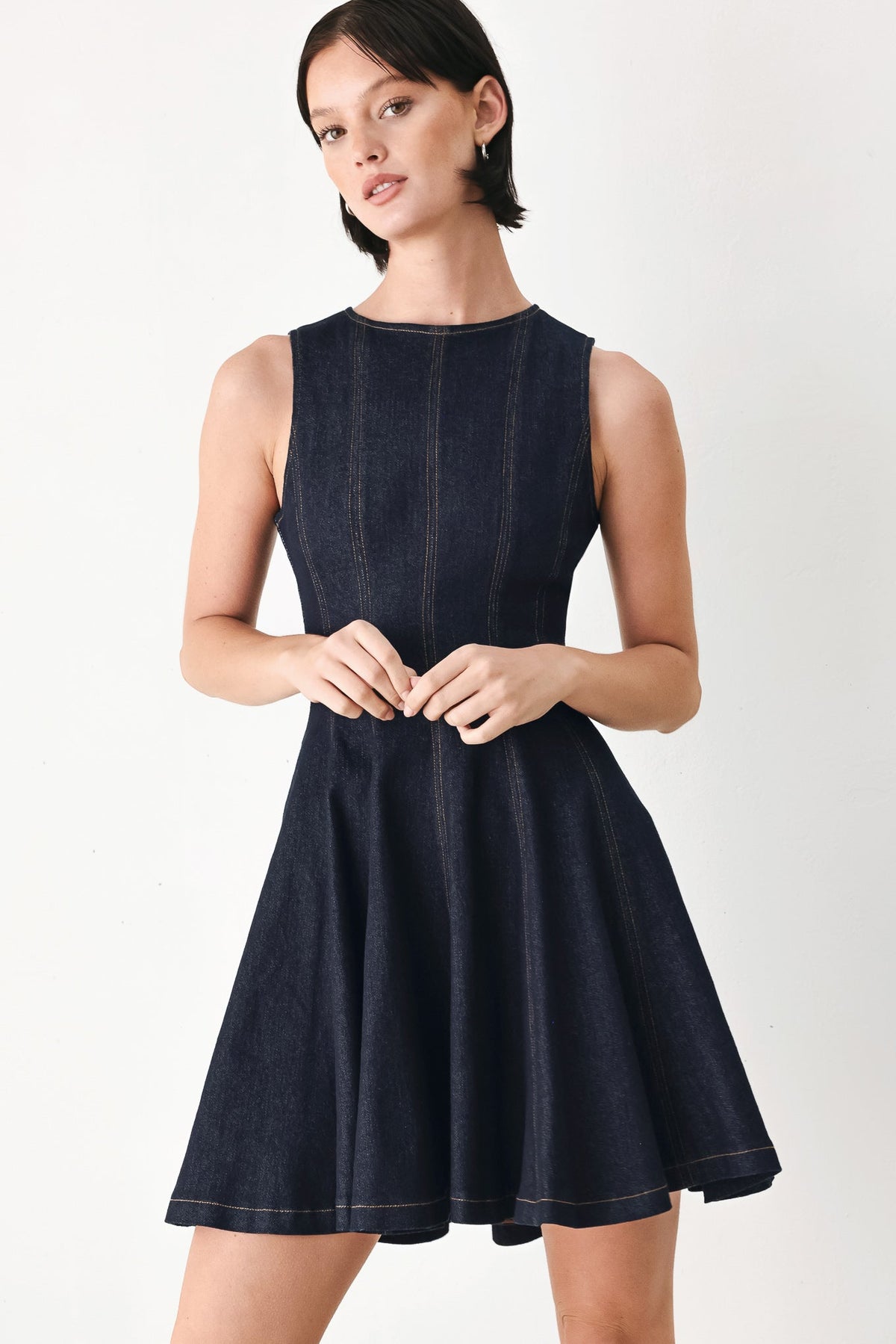 CLASSICAL BALLET DENIM MINI DRESS - Glamourous Grace
