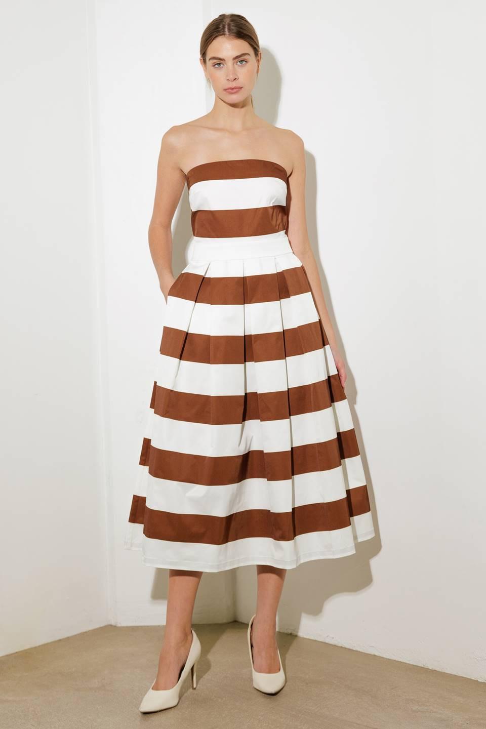 EVERYDAY HUSTLE RUST WOVEN MIDI DRESS - Glamourous Grace