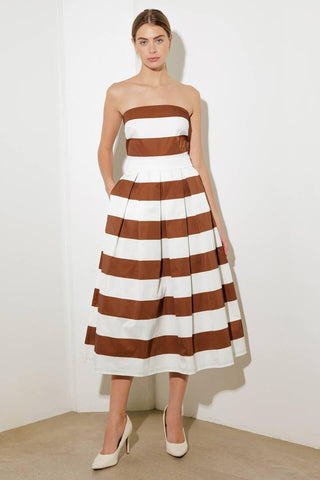 EVERYDAY HUSTLE RUST WOVEN MIDI DRESS - Glamourous Grace
