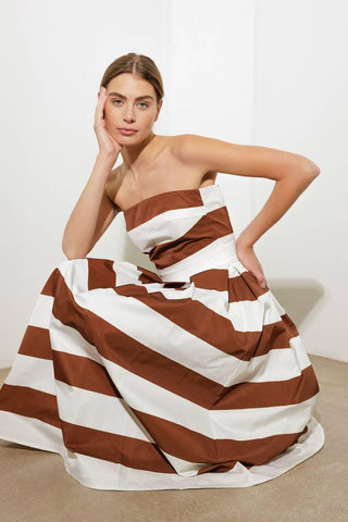 EVERYDAY HUSTLE RUST WOVEN MIDI DRESS - Glamourous Grace