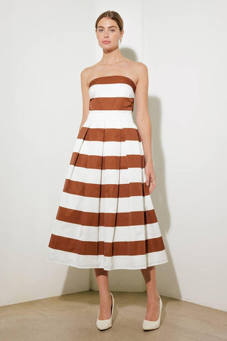 EVERYDAY HUSTLE RUST WOVEN MIDI DRESS - Glamourous Grace