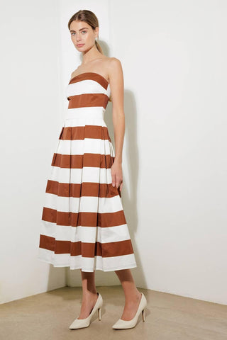 EVERYDAY HUSTLE RUST WOVEN MIDI DRESS - Glamourous Grace