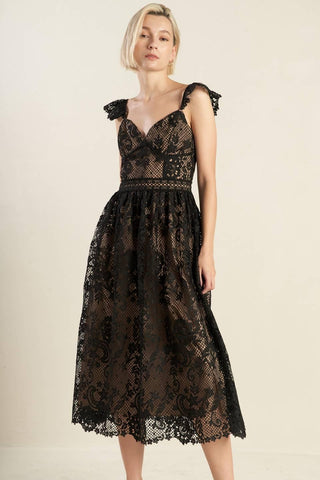 KNOW YOU BETTER LACE WOVEN MIDI DRESS - Glamourous Grace