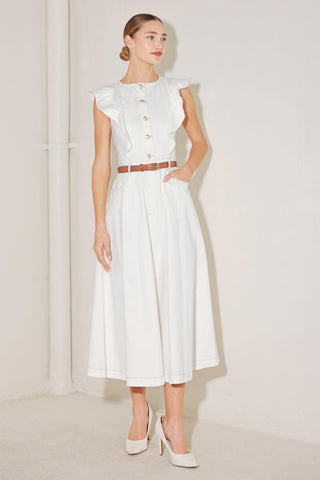 SOFT POWER STORY WOVEN MIDI DRESS - Glamourous Grace