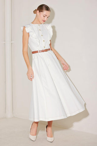 SOFT POWER STORY WOVEN MIDI DRESS - Glamourous Grace