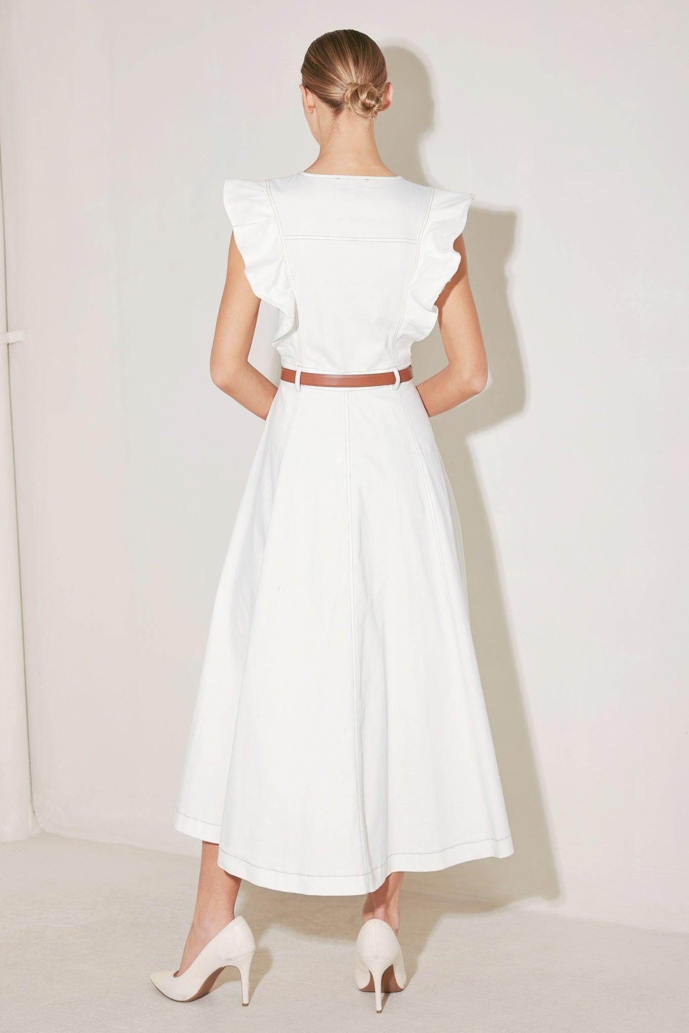 SOFT POWER STORY WOVEN MIDI DRESS - Glamourous Grace