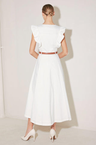 SOFT POWER STORY WOVEN MIDI DRESS - Glamourous Grace