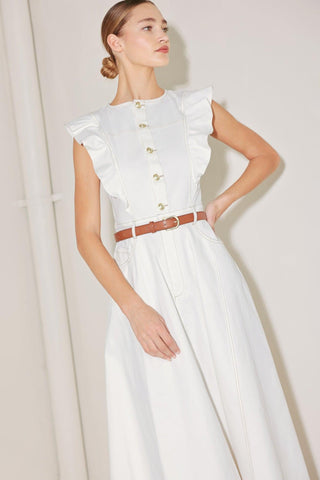SOFT POWER STORY WOVEN MIDI DRESS - Glamourous Grace