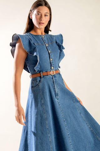 CLASSIC WITH A TWIST DENIM MIDI DRESS - Glamourous Grace