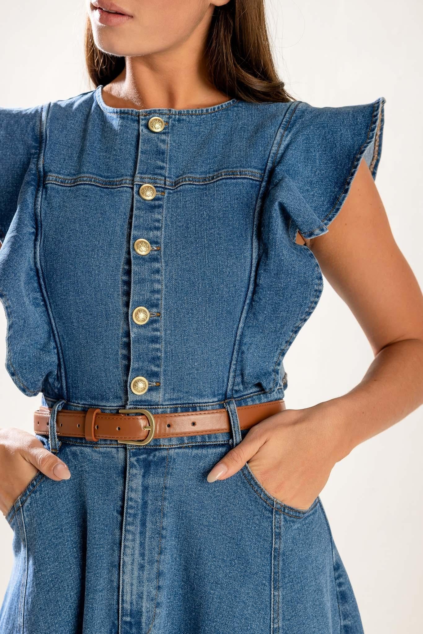 CLASSIC WITH A TWIST DENIM MIDI DRESS - Glamourous Grace