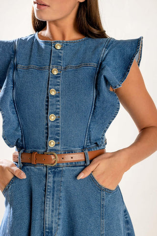 CLASSIC WITH A TWIST DENIM MIDI DRESS - Glamourous Grace