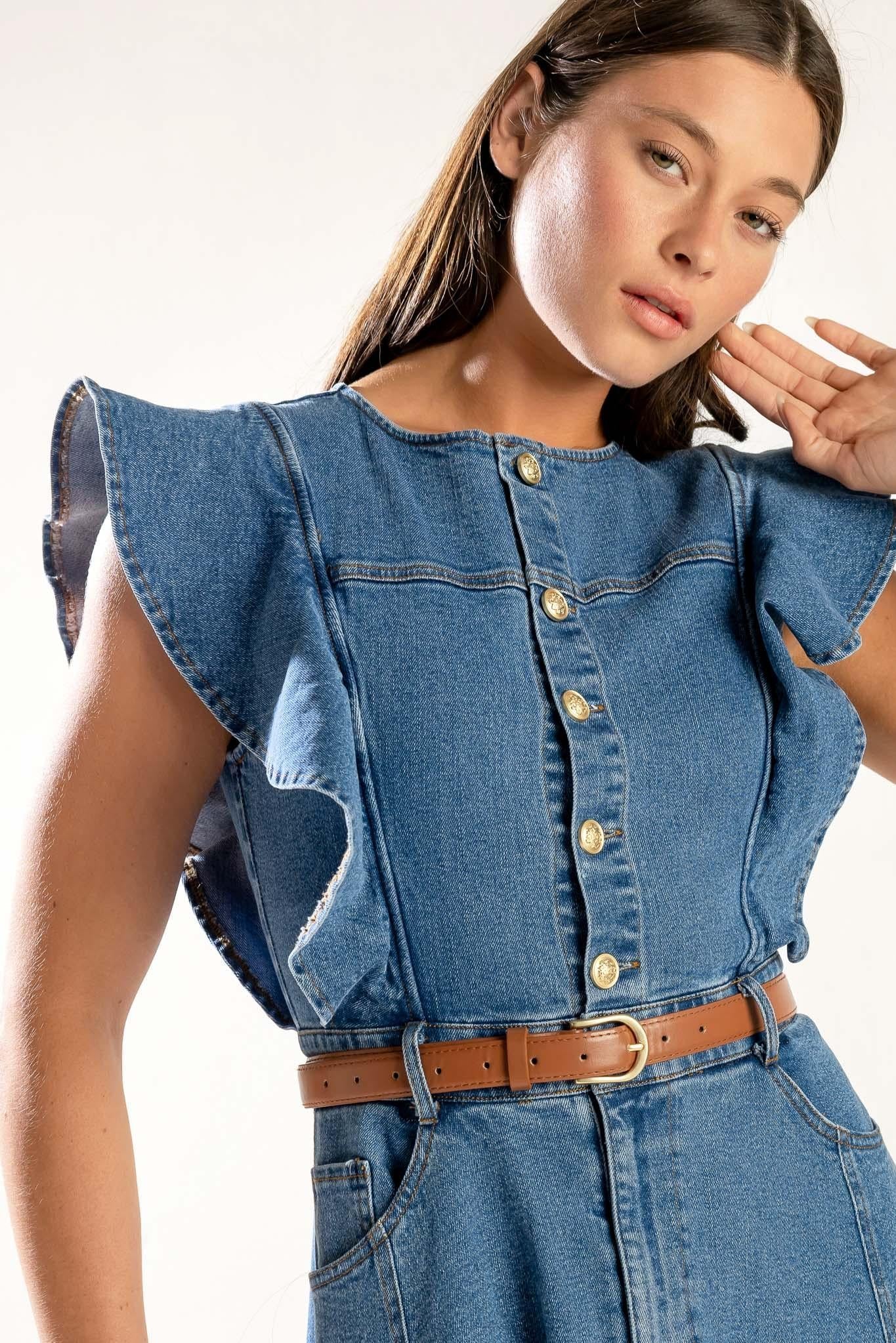 CLASSIC WITH A TWIST DENIM MIDI DRESS - Glamourous Grace