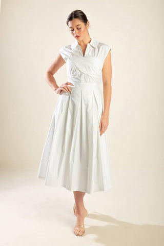 DREAMY IMPRESSION WOVEN MIDI DRESS - Glamourous Grace