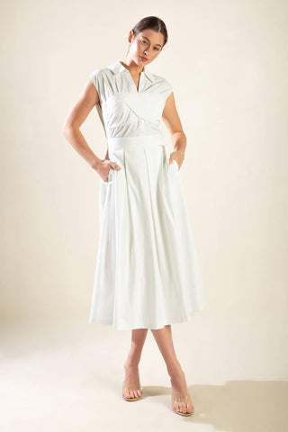 DREAMY IMPRESSION WOVEN MIDI DRESS - Glamourous Grace