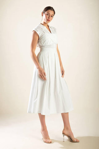 DREAMY IMPRESSION WOVEN MIDI DRESS - Glamourous Grace
