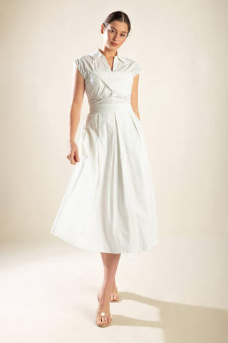 DREAMY IMPRESSION WOVEN MIDI DRESS - Glamourous Grace
