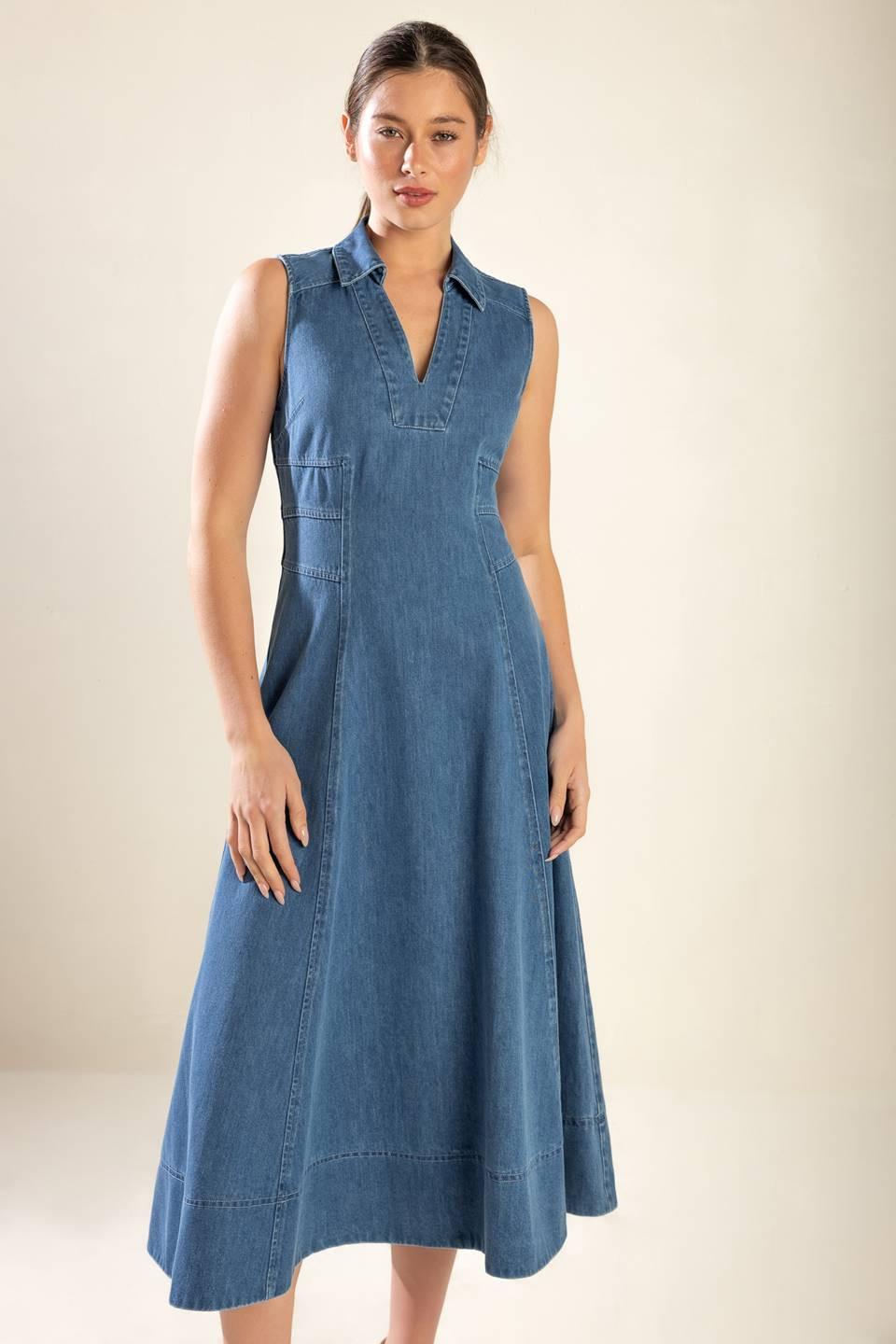 THE GENEVIEVE DENIM MIDI DRESS - Glamourous Grace