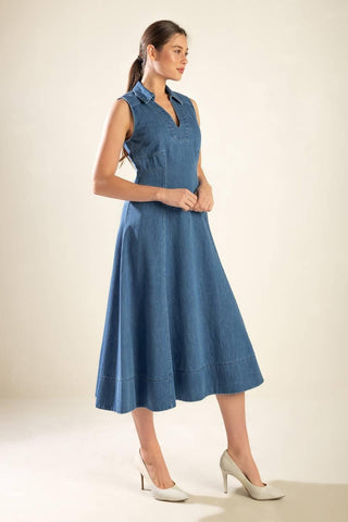 THE GENEVIEVE DENIM MIDI DRESS - Glamourous Grace