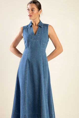 THE GENEVIEVE DENIM MIDI DRESS - Glamourous Grace
