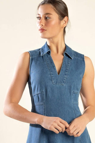 THE GENEVIEVE DENIM MIDI DRESS - Glamourous Grace